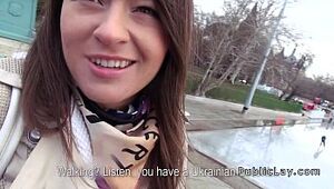 Furry labia Russian honey pounds in the car in public