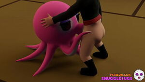 Ninja and OctoGirl Octopus Asian 3 dimensional Anime porn t. Toon bj