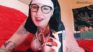 Nun gets insane smoking a cigar